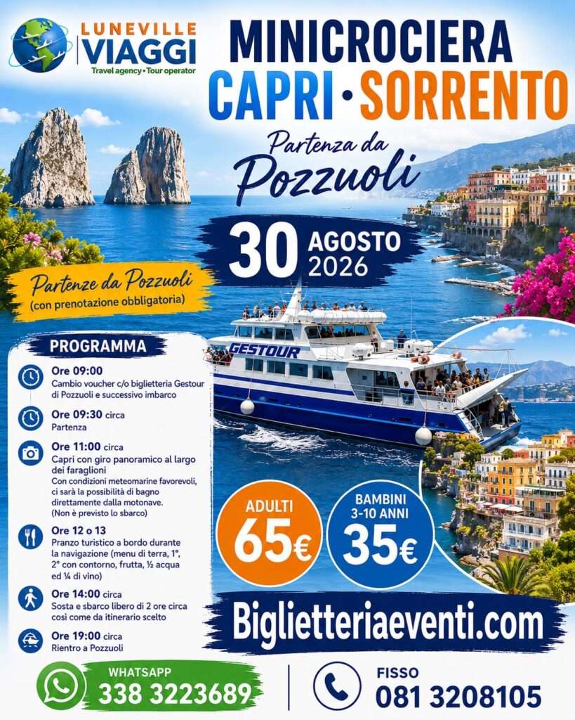 30 AGOSTO Mini Crociera Capri & Sorrento – Partenza da Pozzuoli